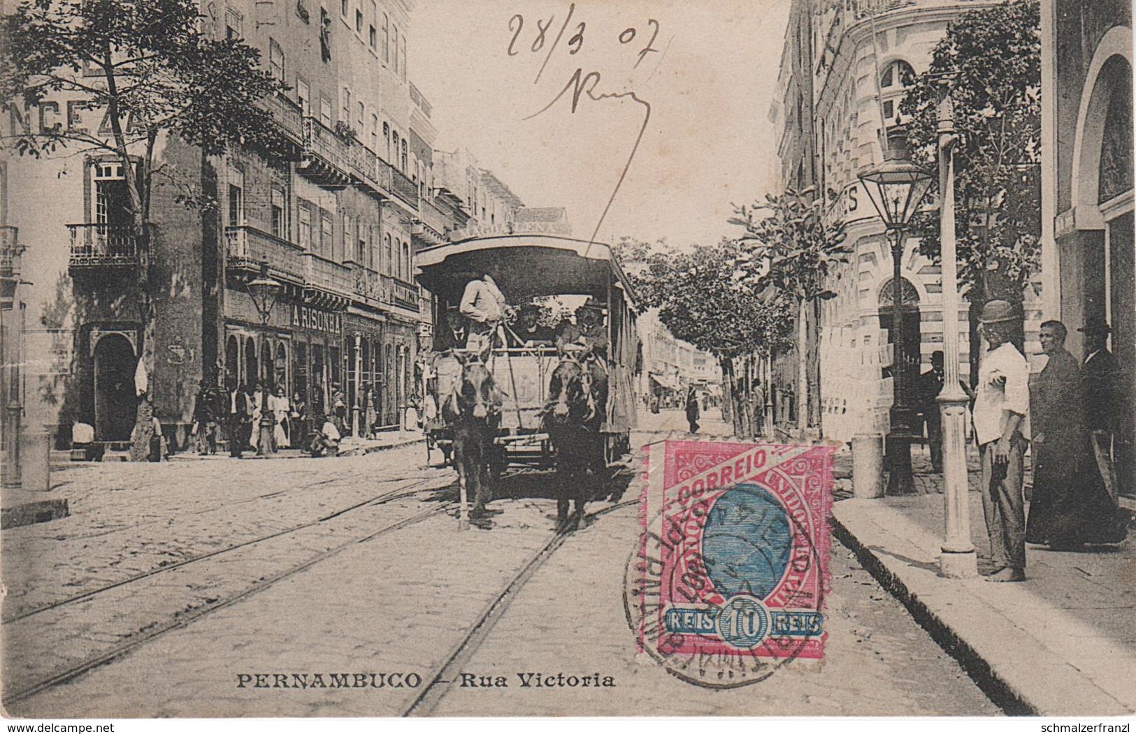 AK Recife Rua Victoria Pernambuco Tram Bonde Brasil Brasilien Brazil Brésil Briefmarke Stamp Timbre Selo Sello Postal - Recife