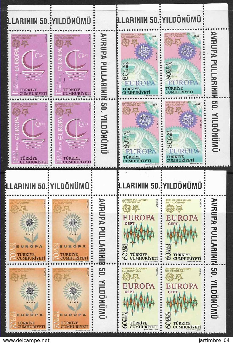 2005 TURQUIE 3212-15** Cinquentenaire Europa, Timbre Sur Timbre, Blocs De 4 - Unused Stamps