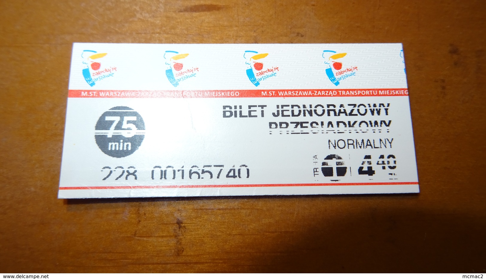 Bus Ticket From Warsaw POLAND 4,40zl Poland - Fahrkarte - Autres & Non Classés