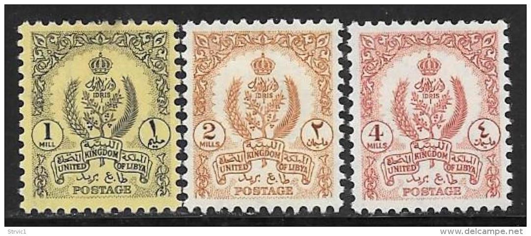 Libya, Scott #177-9 Mint Hinged Emblems, Royal Crown, 1957 - Libië