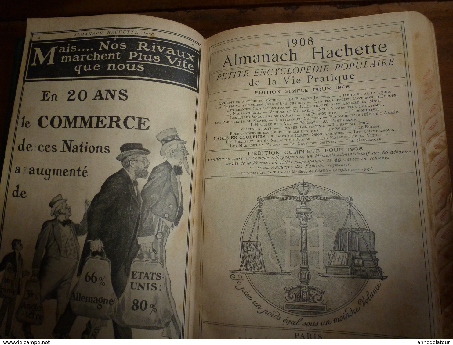 1908 Maroc;Champignons;Nuisibles à la vigne(édit. luxe) ALMANACH HACHETTE(Encyclopédie Populaire de la Vie Pratique) etc