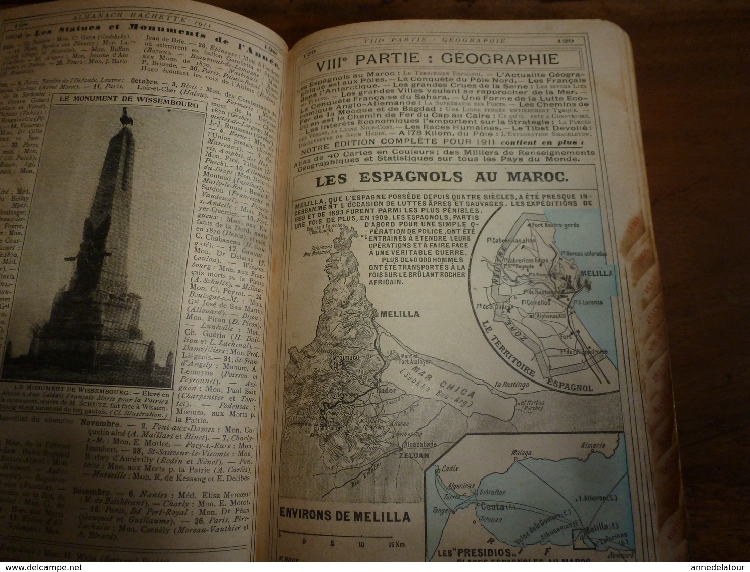 1911 Tremblement de terre à ROGNES;Avions;etc(éd. luxe) ALMANACH HACHETTE (Encyclopédie Populaire de la Vie Pratique);