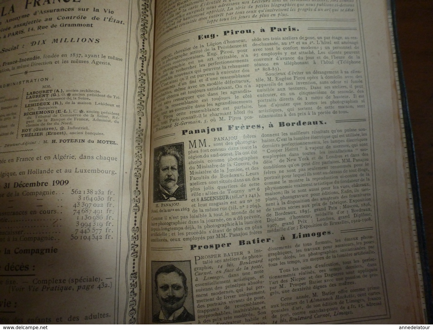 1911 Tremblement de terre à ROGNES;Avions;etc(éd. luxe) ALMANACH HACHETTE (Encyclopédie Populaire de la Vie Pratique);