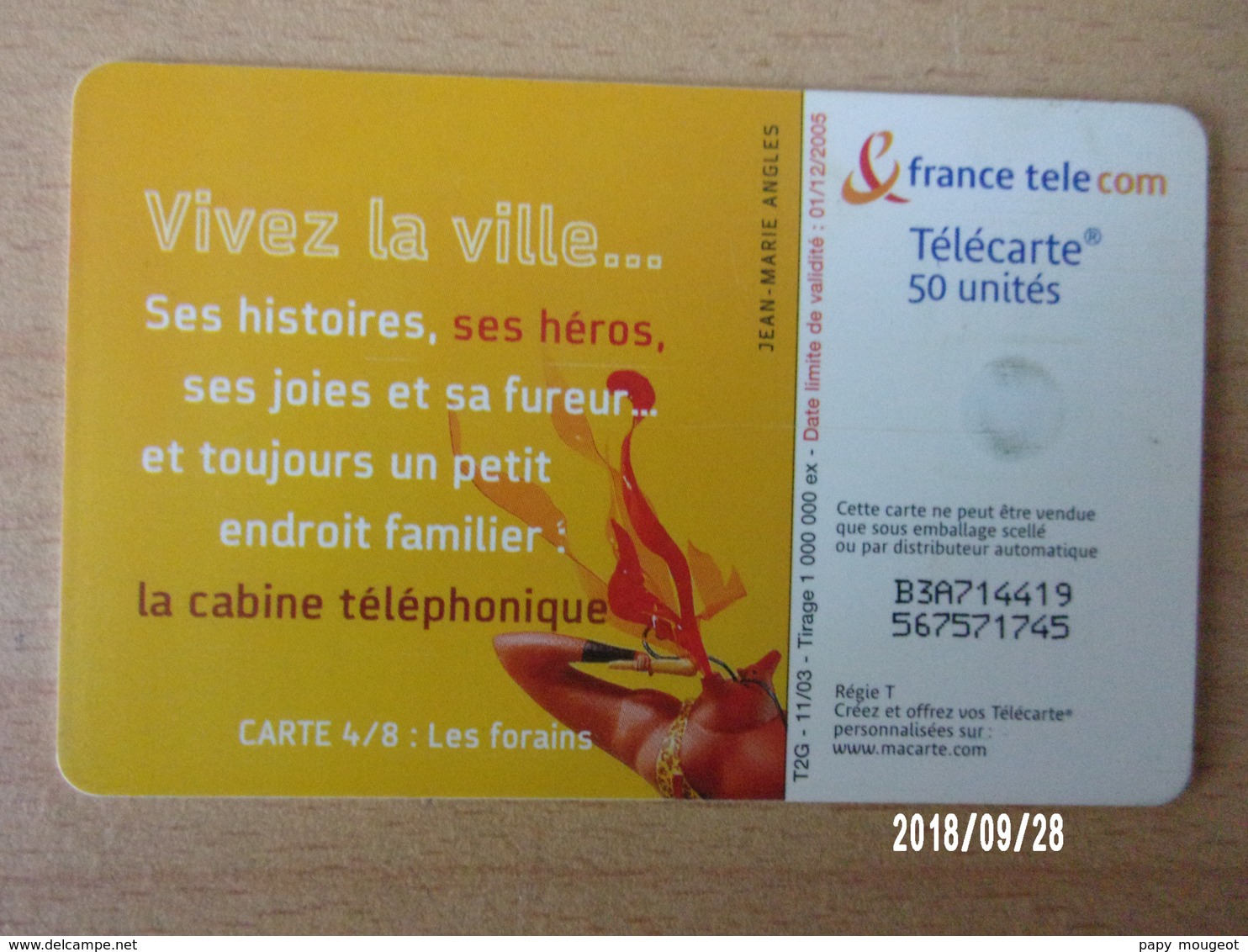 F1286E 50U GEM2 11/03 - Vivez La Ville N°4/8 Les Forains - Numérotation Avec A Intercalé (non Référencé En Variété ?) - 2003