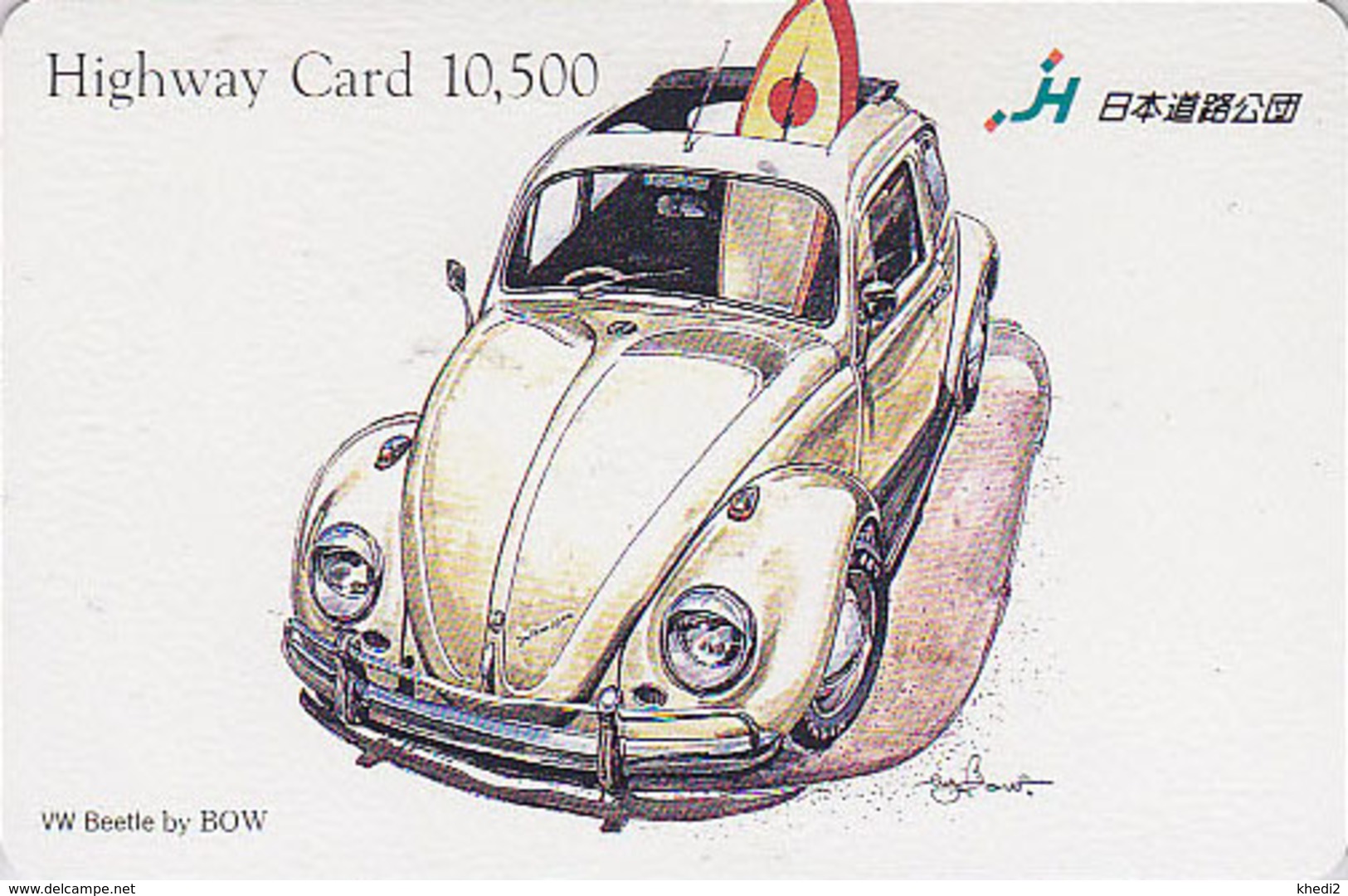 Carte JAPON - VIEILLE VOITURE - VOLKSWAGEN KÄFER By BOW - OLDTIMER CAR JAPAN Highway Ticket Card - AUTO - HW 3211 - Cars