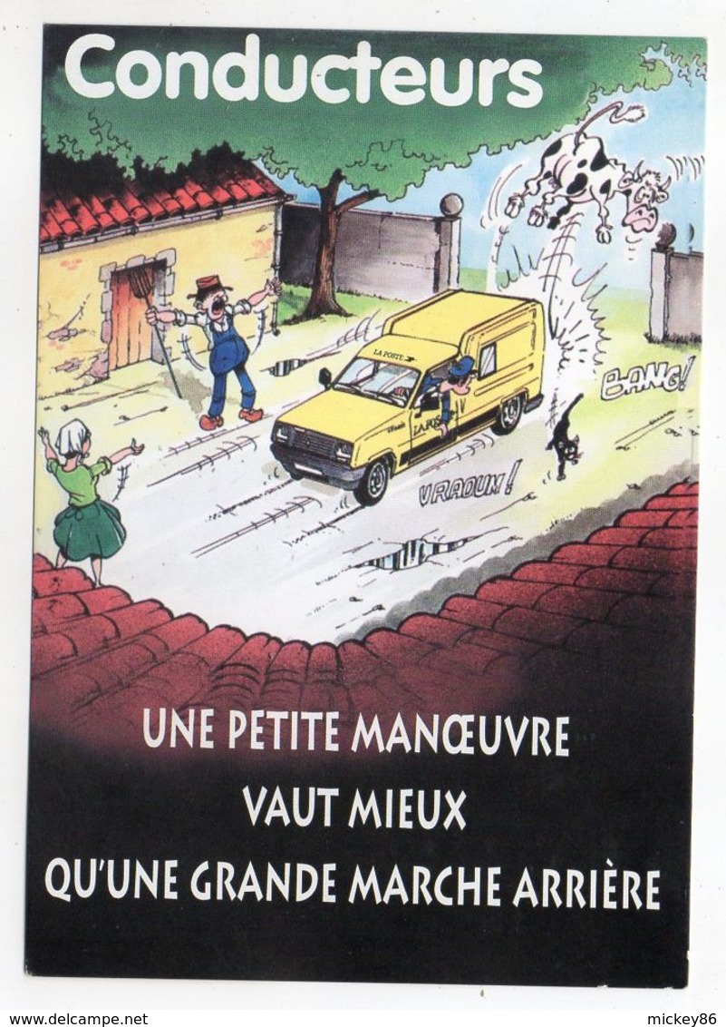 Humour -" Une Petite Manoeuvre...marche Arrière (Poste,vache,chat,paysan) - Humour