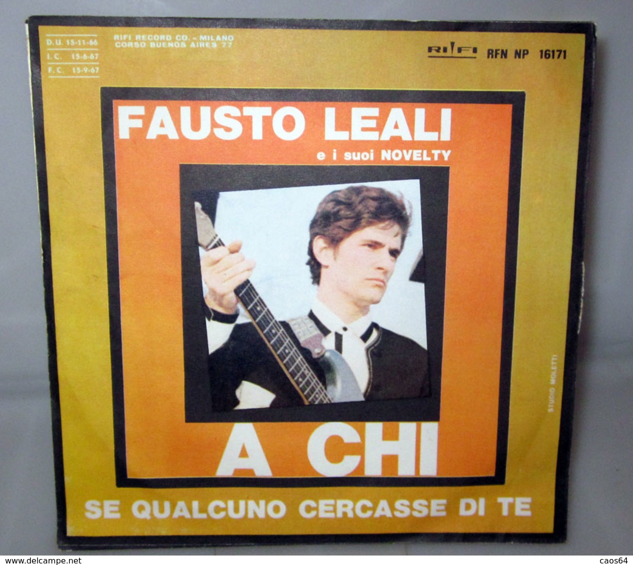 FAUSTO LEALI A CHI  AUCUN VINYLE COVER NO VINYL 45 GIRI - 7" - Accessories & Sleeves