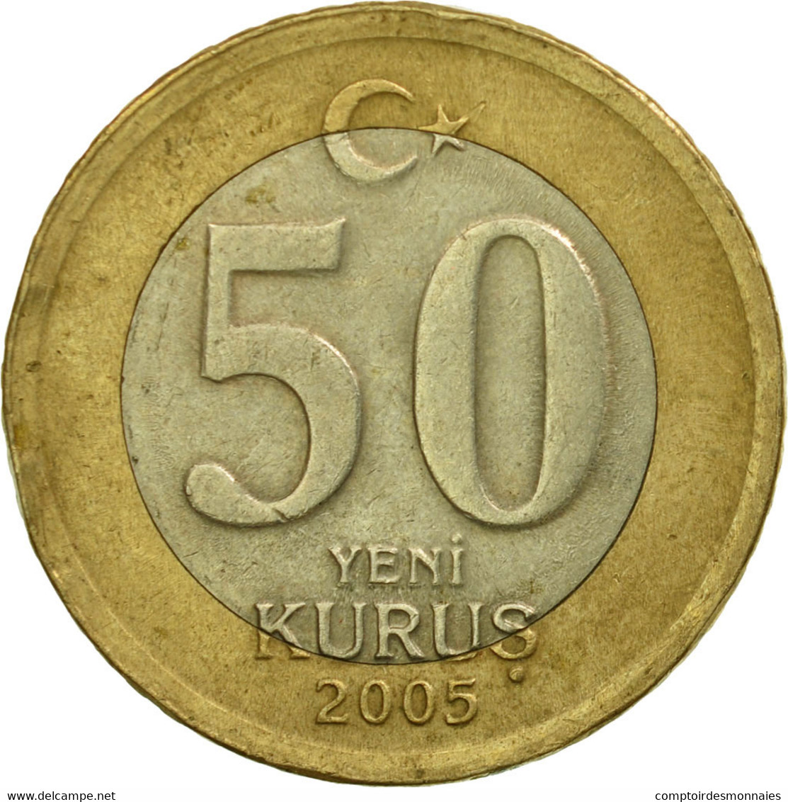 Monnaie, Turquie, 50 New Kurus, 2005, Istanbul, TTB, Bi-Metallic, KM:1168 - Turquie