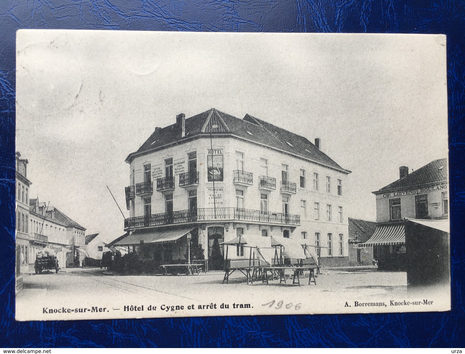 Knocke-sur-Mer/Knokke-Heist/-Hôtel Du Cygne Et Arrêt Du Tram-animée-1906 - Knokke