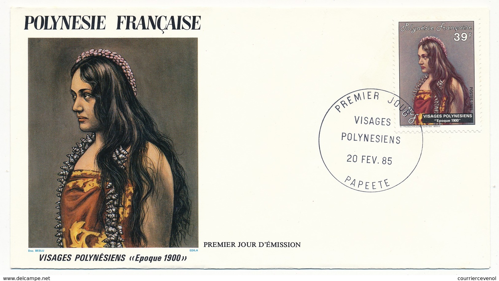 POLYNESIE FRANCAISE - 3 FDC - Visages Polynésiens - 1985 - Papeete - FDC