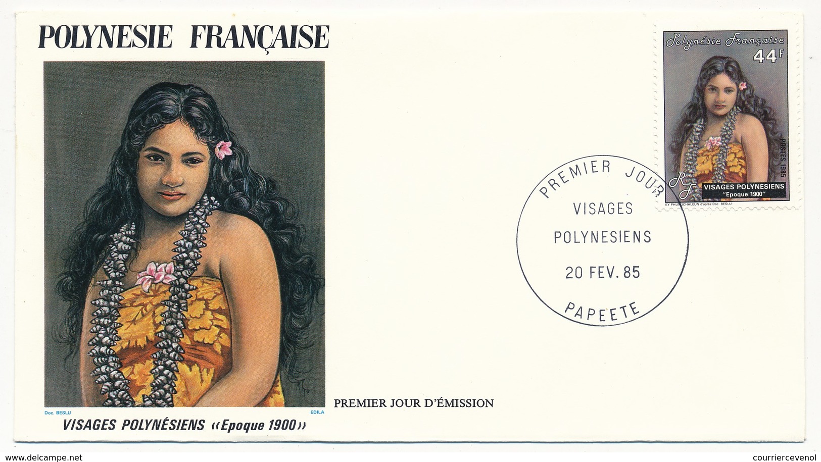 POLYNESIE FRANCAISE - 3 FDC - Visages Polynésiens - 1985 - Papeete - FDC