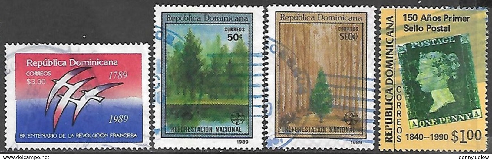 Dominican Republic   1989-90  4 Diff Better Used  2016 Scott Value $6.10 - Dominican Republic