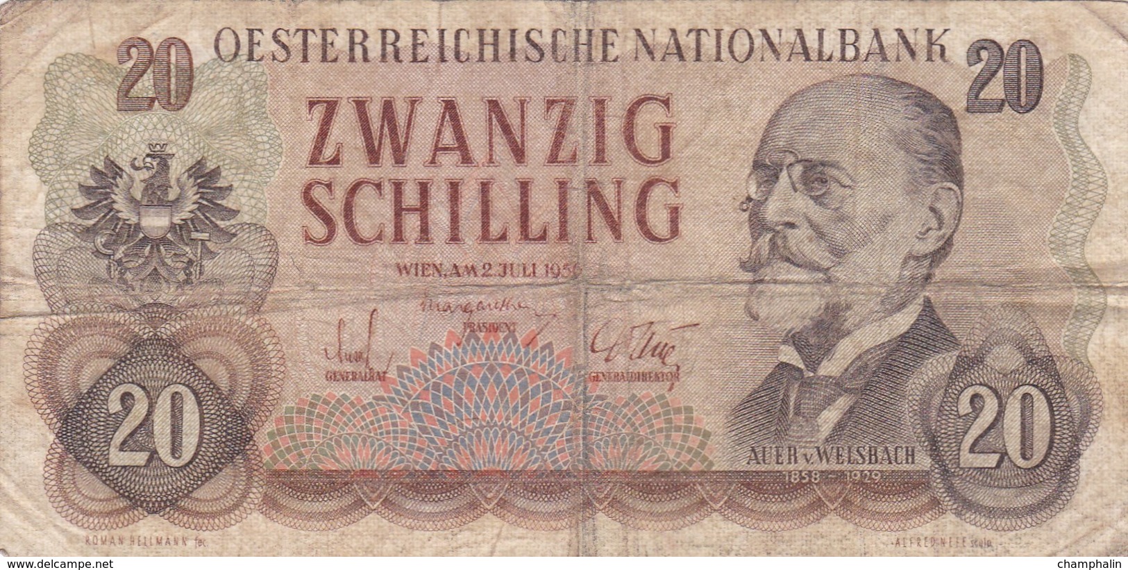 Autriche - Billet De 20 Schilling - 2 Juillet 1956 - Auer Von Welsbach - Autriche