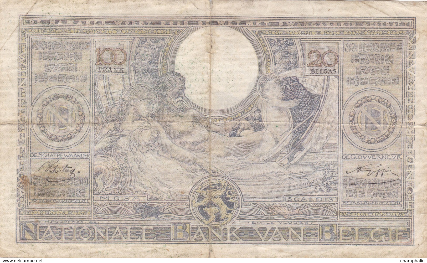 Belgique - Billet De 100 Francs - 20 Belgas - 18 Août 1941 - 100 Francs & 100 Francs-20 Belgas