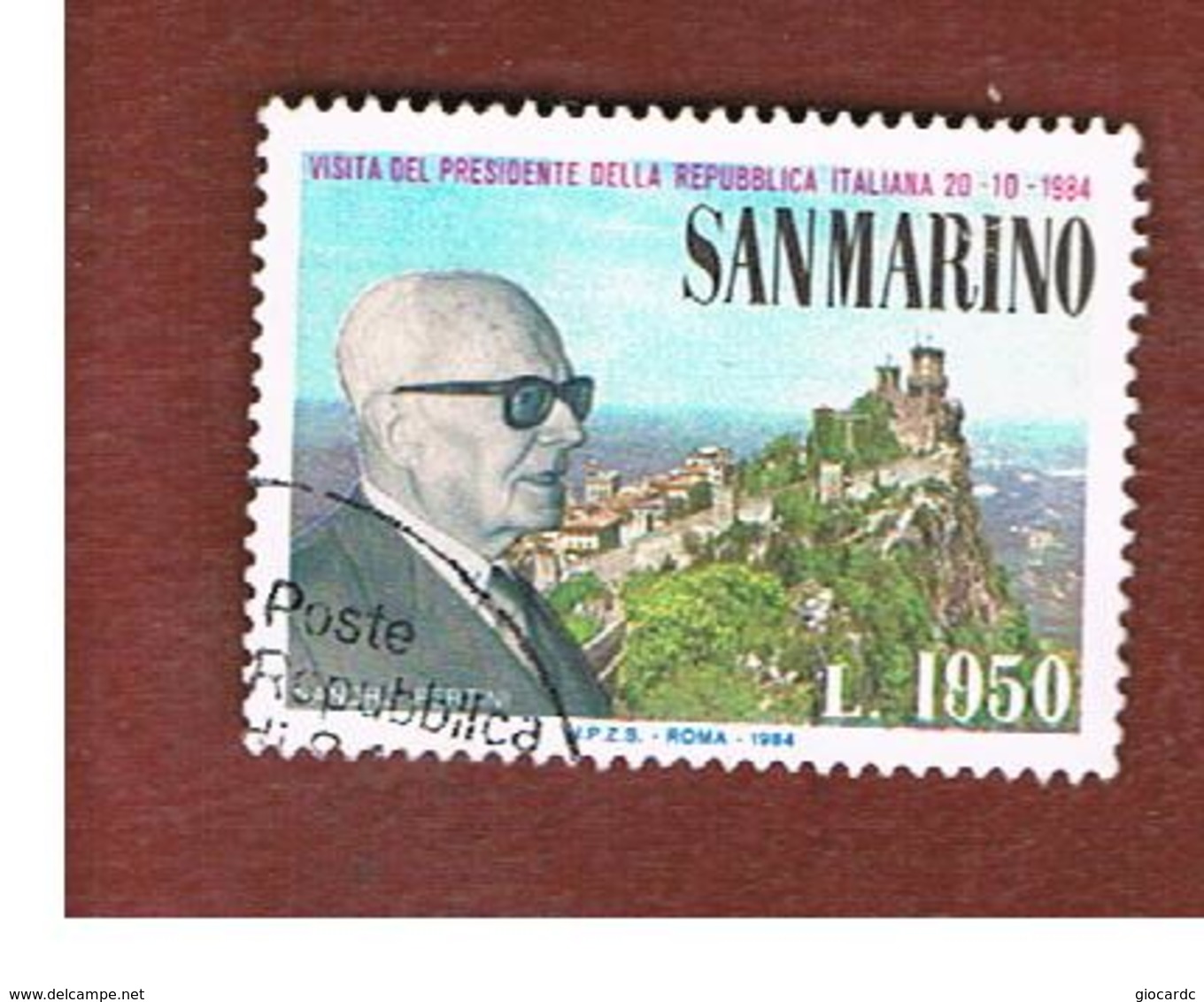 SAN MARINO - UNIF. 1144  - 1984   VISITA DEL PRESIDENTE ITALIANO PERTINI  -  USATI (USED°) - Usados