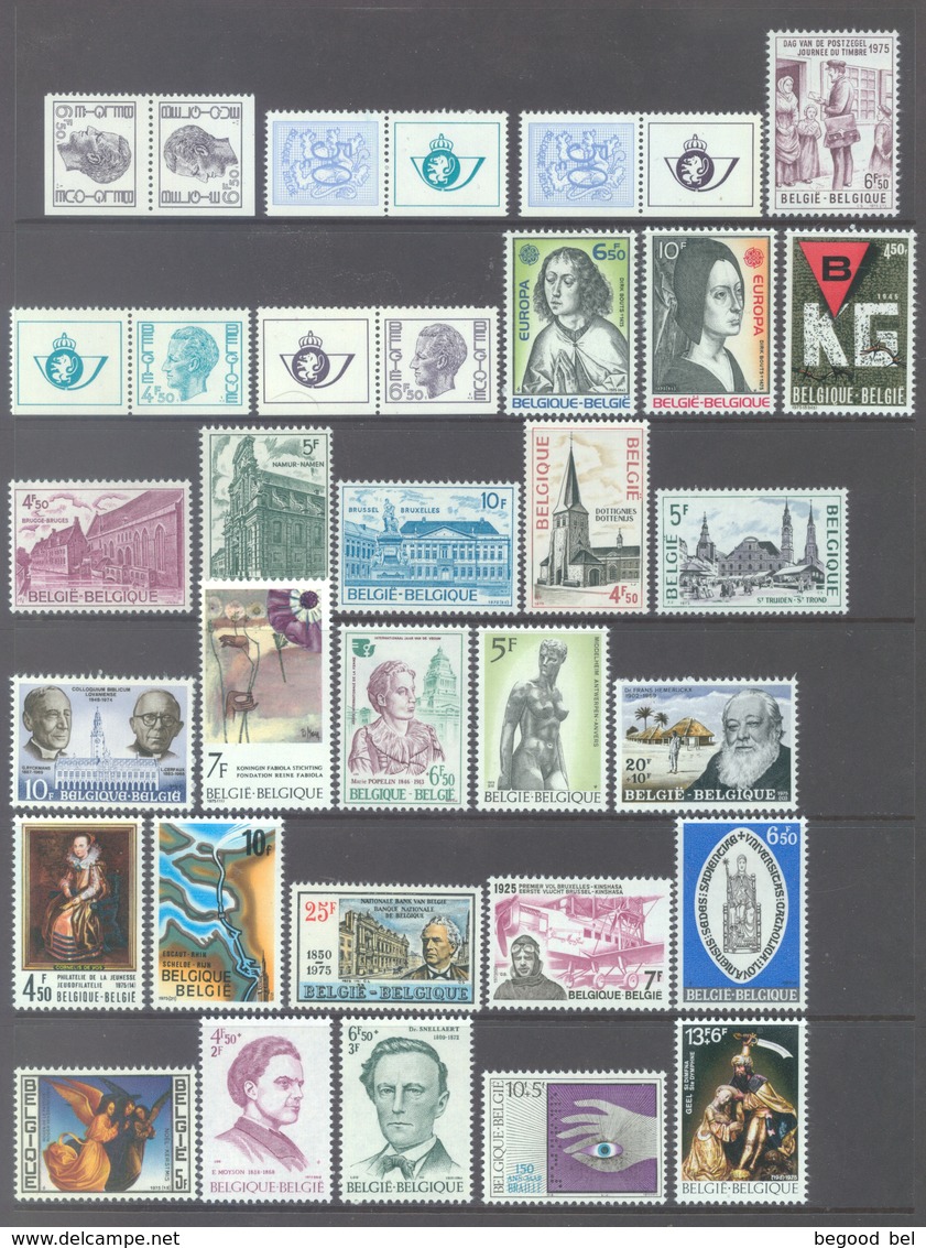 BELGIUM - 1975 - MNH/***LUXE -  JAAR ANNEE YEAR 1975 INCLUDED BOOKLETS  - QUOTATION 48.30 EUR - Lot 17855 - Années Complètes