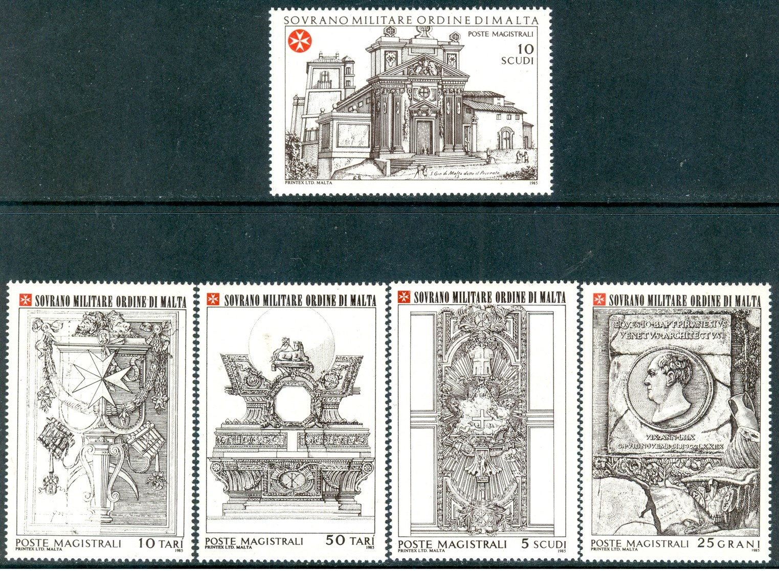 MALTA-SMOM 1985 Piranesi Set (5v), XF MNH, Sas 231-5, XF MNH, C.v. €16.00 - Malte (Ordre De)