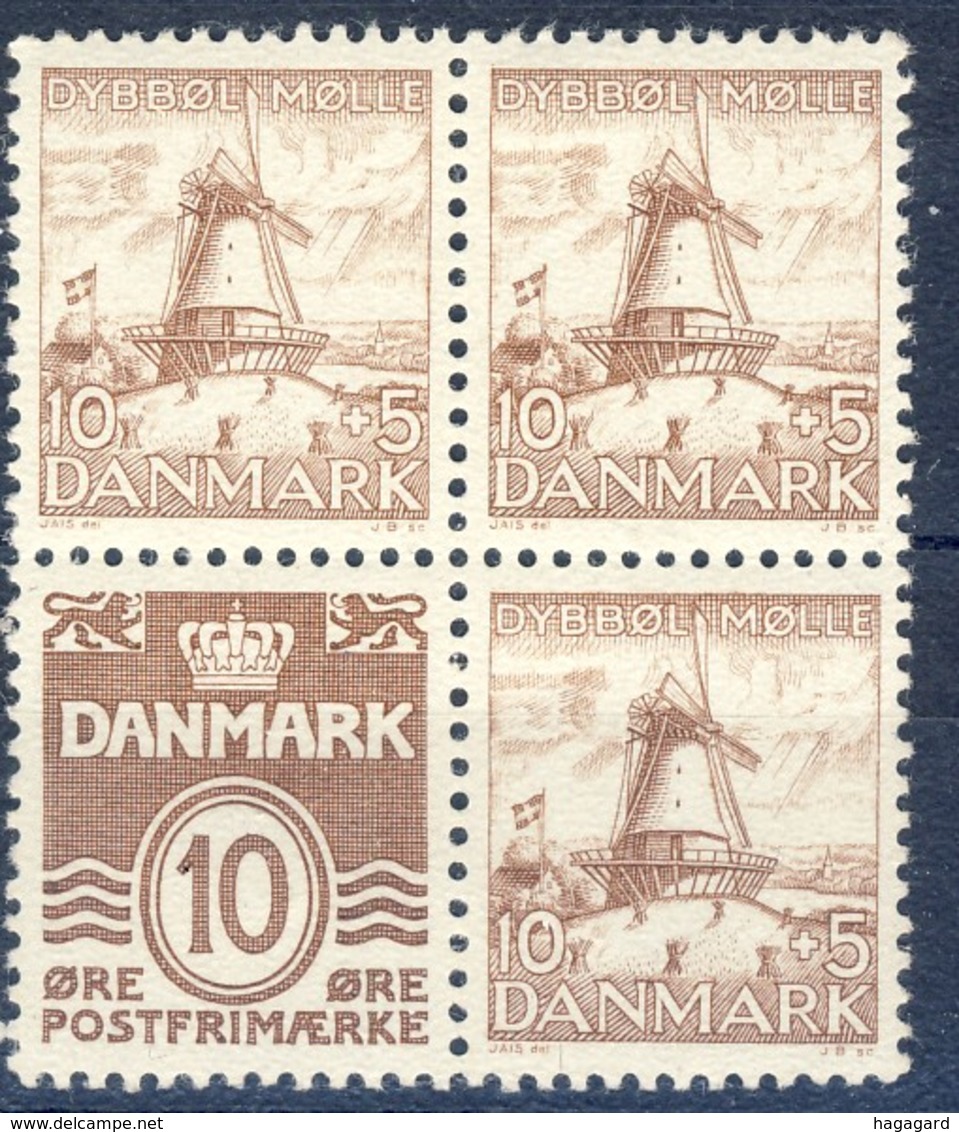 +B1474. Denmark 1937. Dybbøl Mill. Bloc Of 4 From Booklet. Michel 11. MH(*) - Neufs