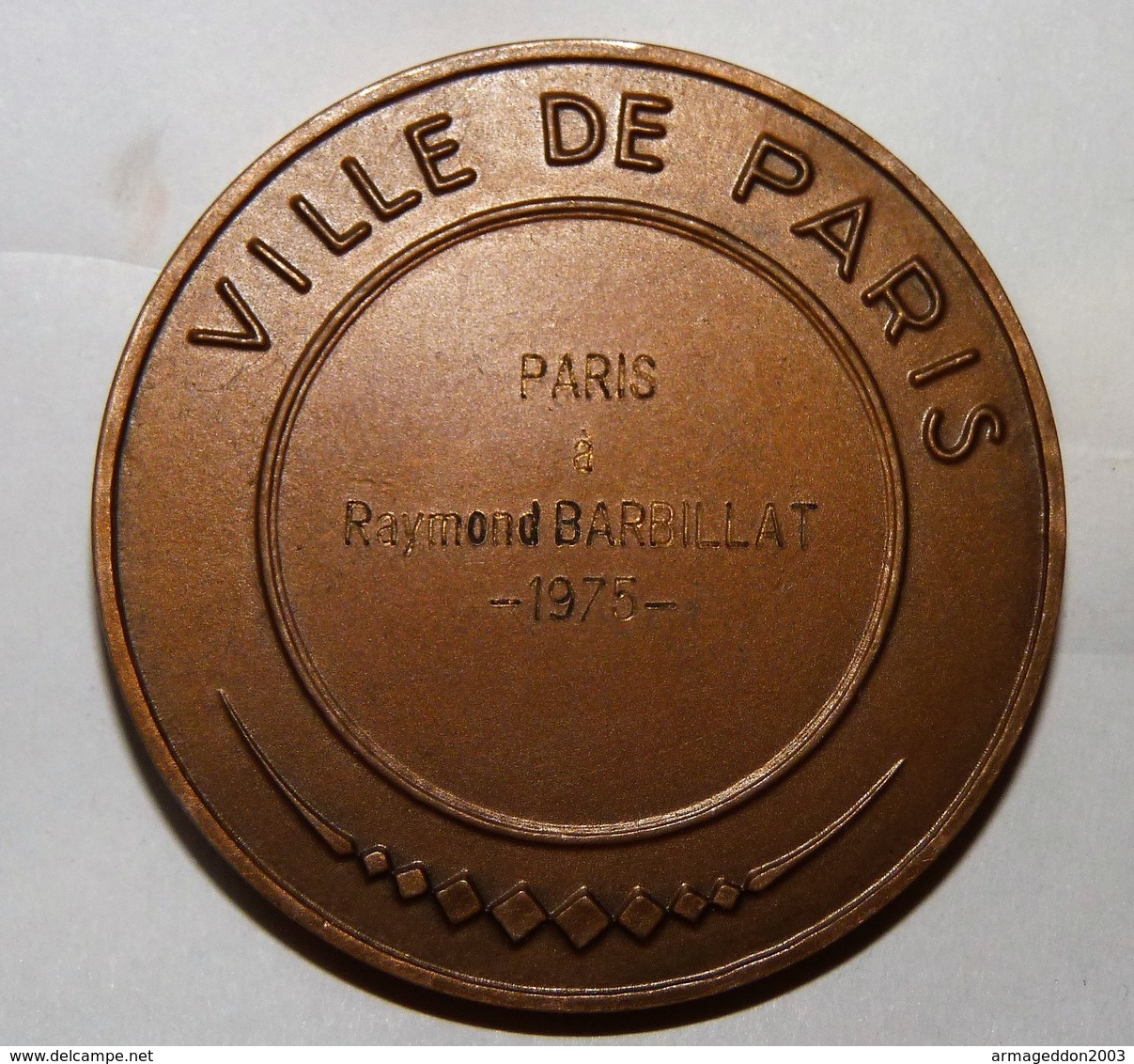 SUPERBE  MEDAILLE  BRONZE VILLE DE PARIS 1975 / BATEAU - Sonstige & Ohne Zuordnung