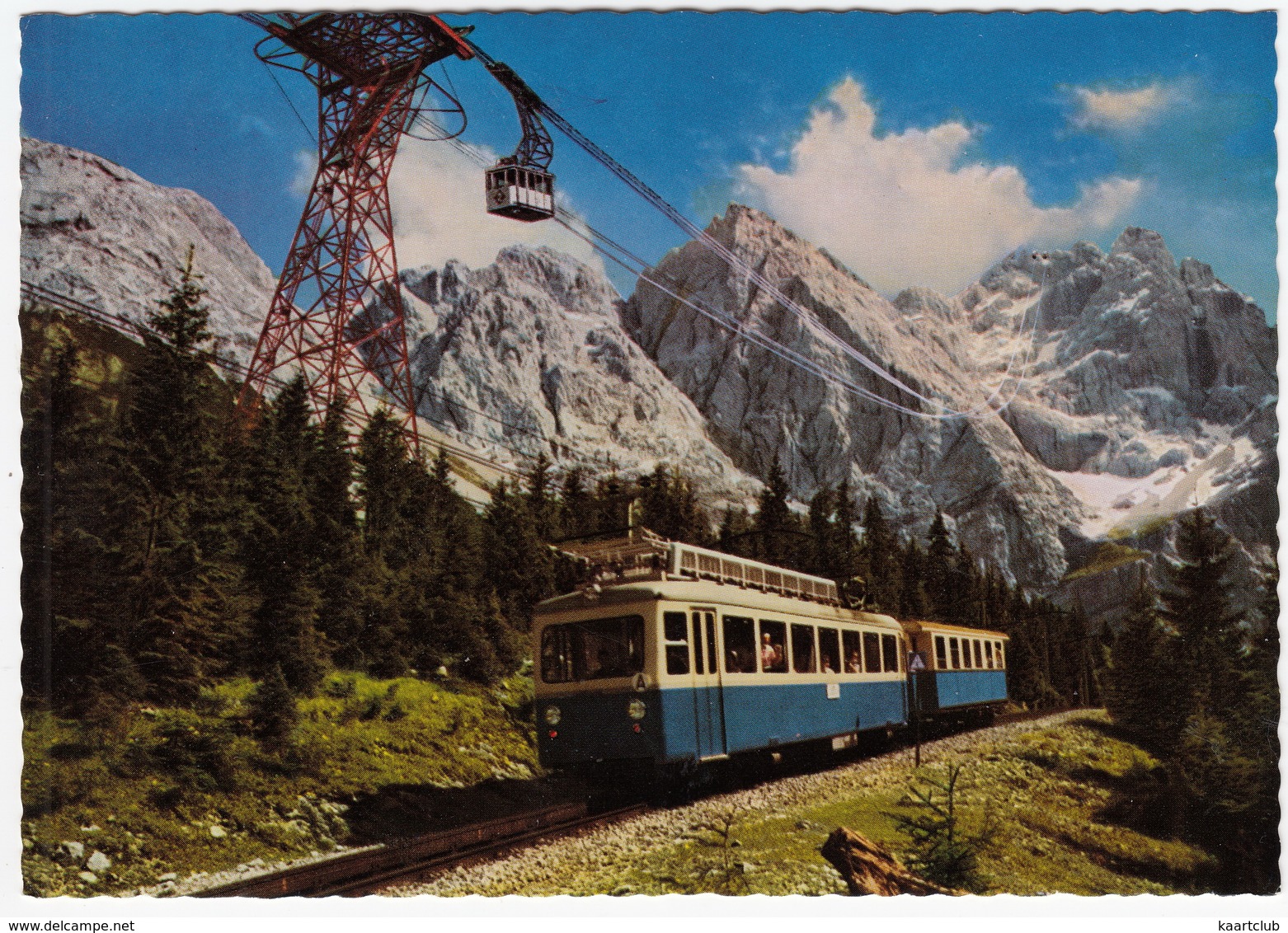 Begegnung Der Beiden Bayer. Zugspitzbahnen An Der 85 M Hohen Stütze II Gegen Zugspitzgipfel (2964 M) -  (D.) - Treinen