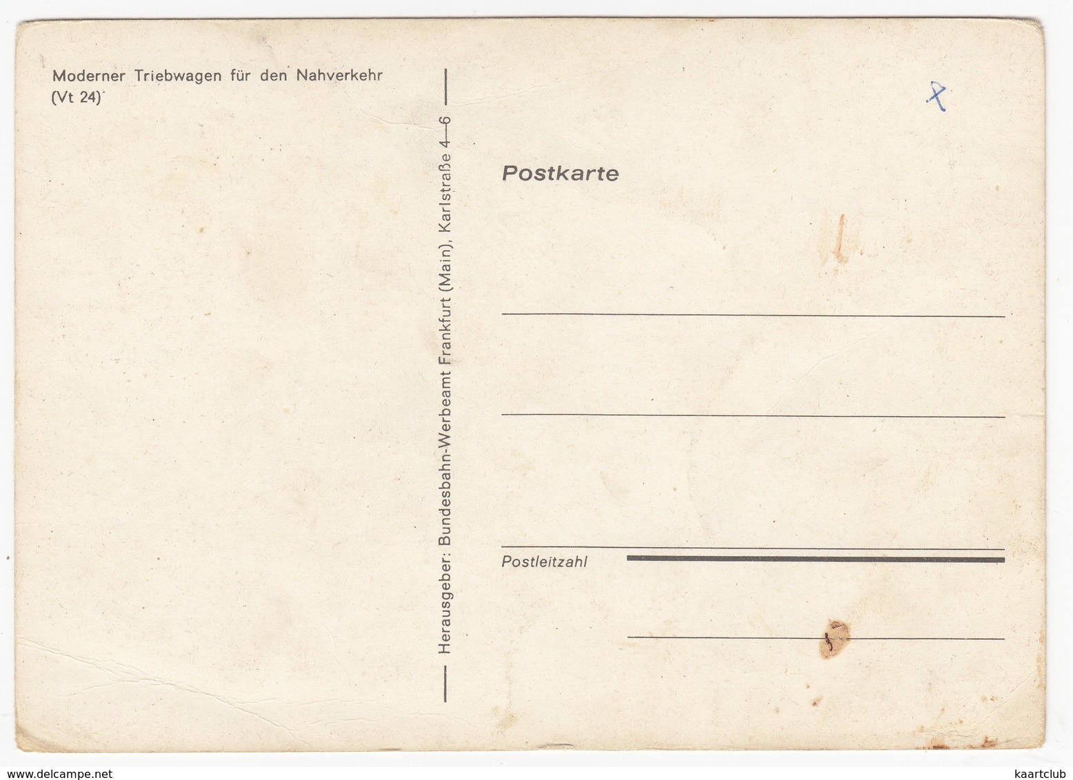 Moderner Triebwagen Für Den Nahverkehr (Vt. 24) - (Herausgeber: Bundesbahn-Werbeamt Frankfurt) - Treinen