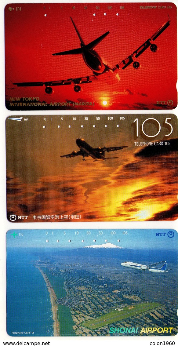 LOTE DE 3 TARJETAS TELEFONICAS DE JAPON,  AVIONES. (161) - Airplanes