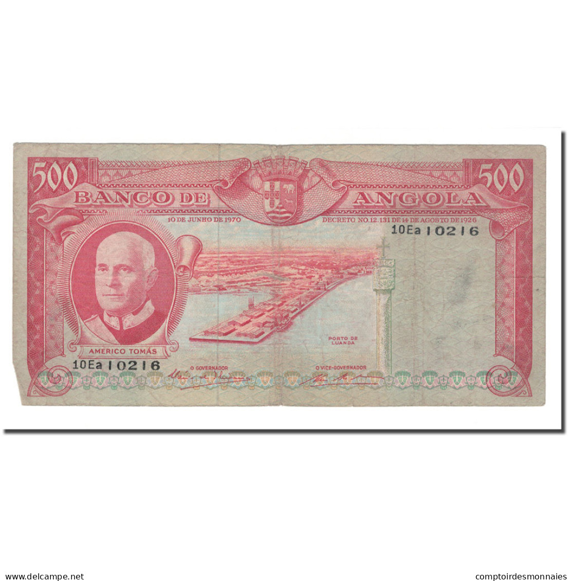 Billet, Angola, 500 Escudos, 1970, 1970-06-10, KM:97, TB - Angola