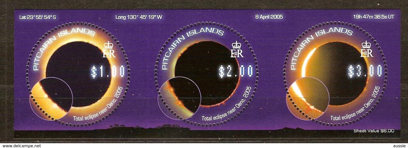 Pitcairn Islands 2005 Yvertn° 630-632 *** MNH Cote 12,00 Euro Eclipse Solaire Zonsverduistering - Pitcairn