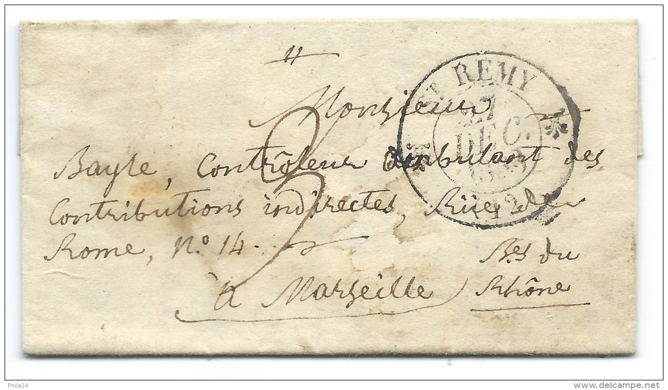 MP SAINT REMY 1833 POUR MARSEILLE / EYRAGUES - 1801-1848: Vorläufer XIX