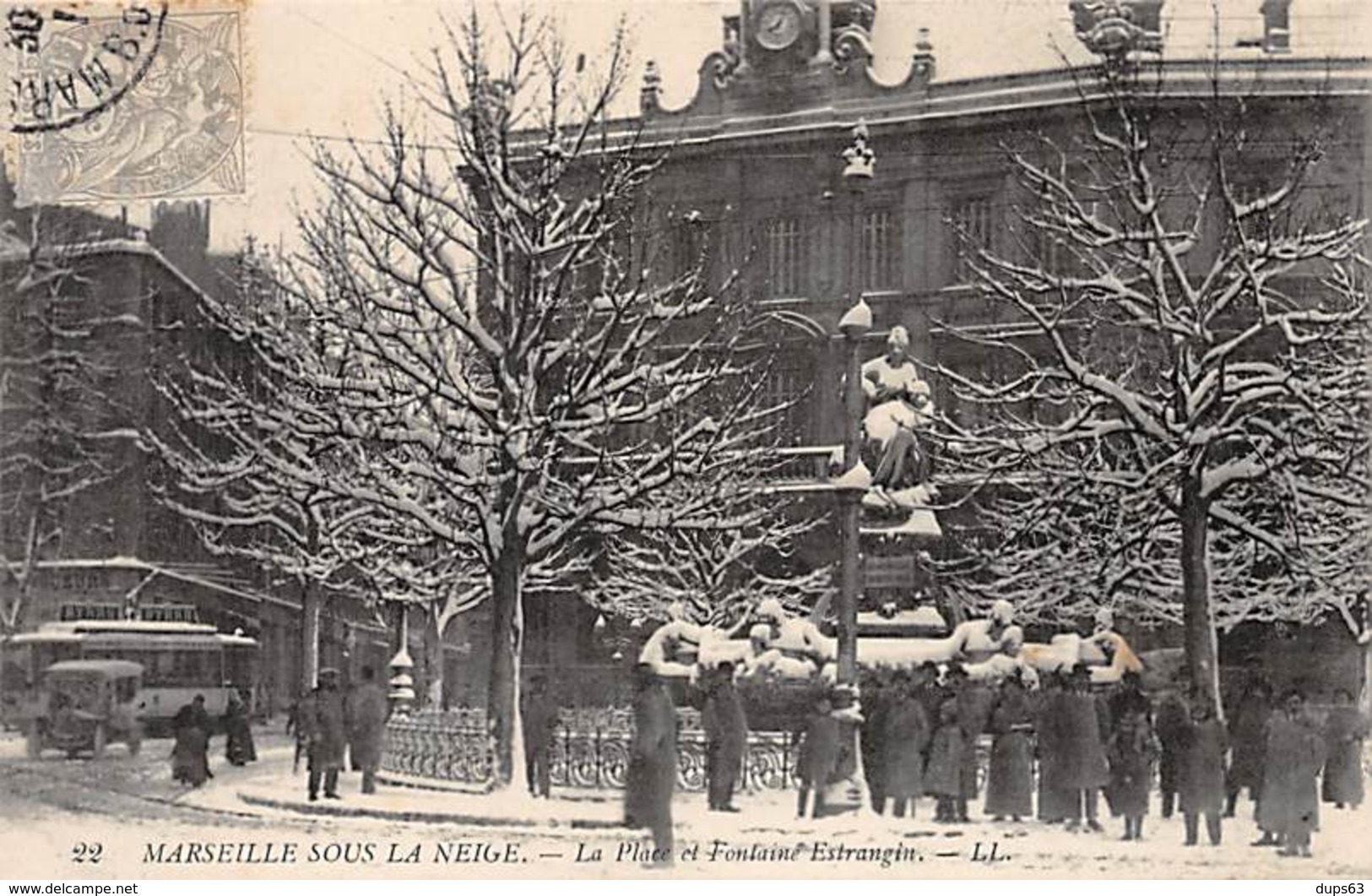 MARSEILLE Sous La Neige - La Place Et Fontaine Estrangin - Très Bon état - Vieux Port, Saint Victor, Le Panier