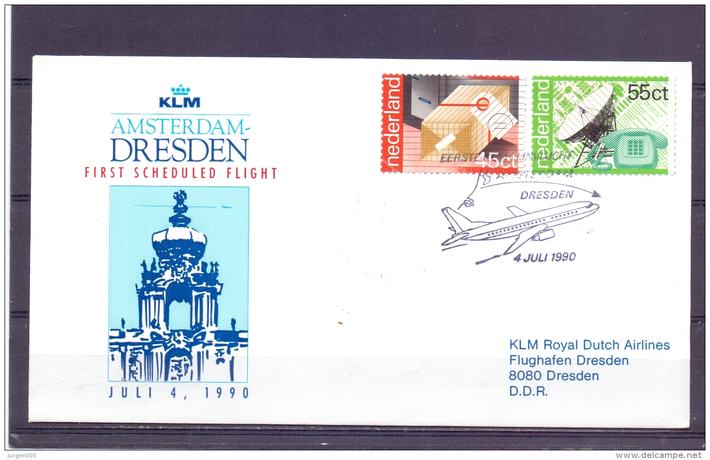 Nederland - KLM - First Scheduled Flight Amsterdam  - Dresden - 4/7/1990  (RM13030) - Avions