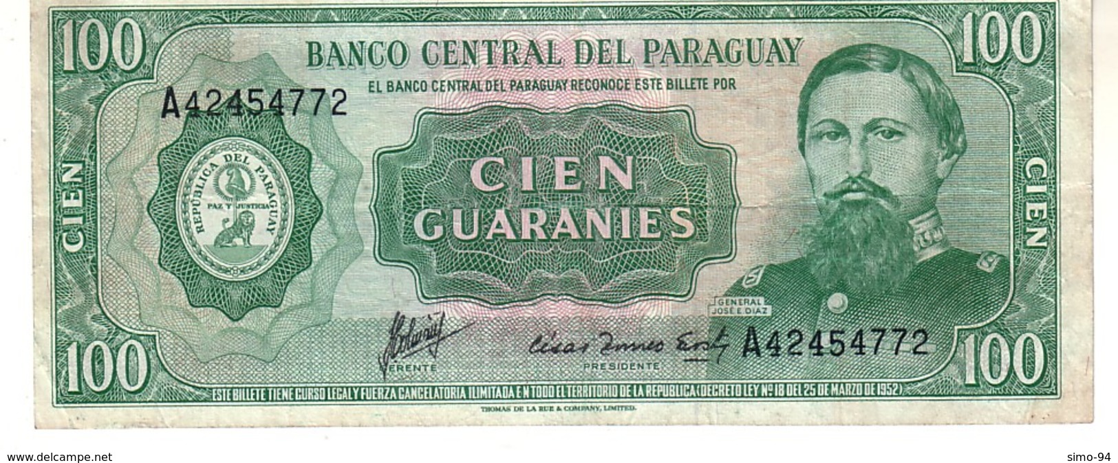 Paraguay P.205 100 Guarani 1982   Vf - Paraguay