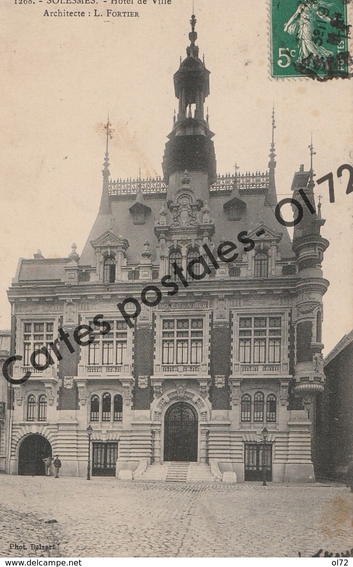 CPA [59] Nord > Solesmes - Hotel De Ville - Architecte L.Fortier - Petite Animation - Solesmes