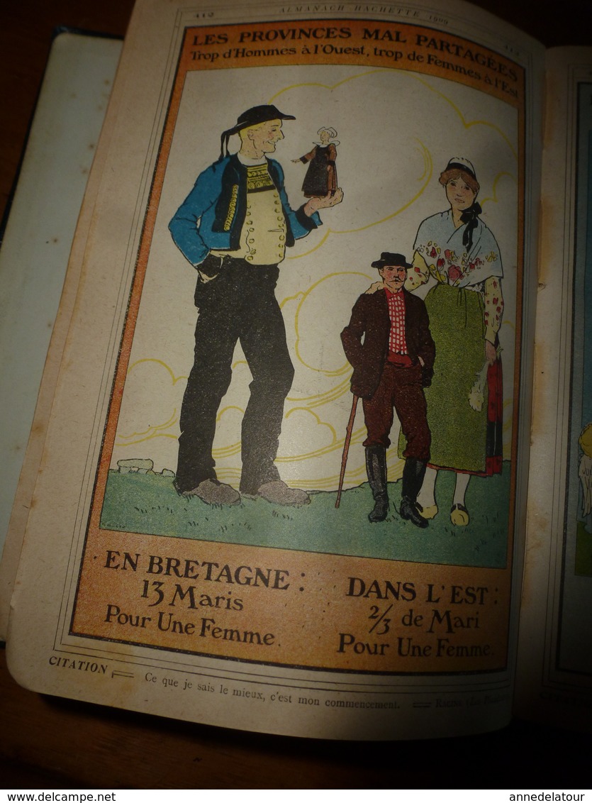 1909 En BRETAGNE 13 Maris Pour 1 Femme, En ALSACE  2/3 De Mari Pour 1 Femme;etc (éd. Luxe) ALMANACH HACHETTE - Encyclopédies