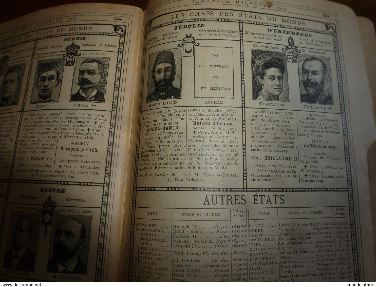 1909 En BRETAGNE 13 maris pour 1 femme, En ALSACE  2/3 de mari pour 1 femme;etc (éd. luxe) ALMANACH HACHETTE