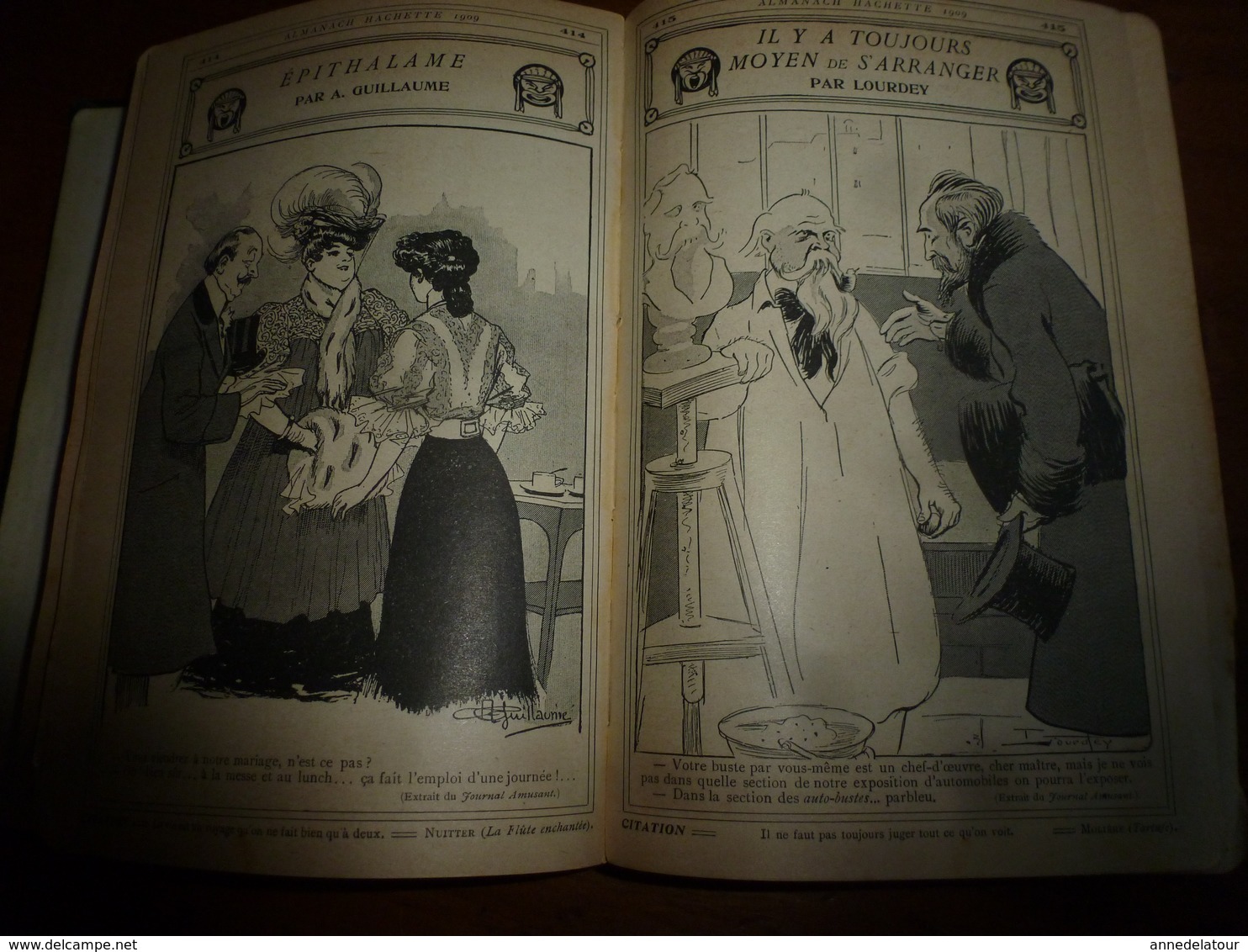 1909 En BRETAGNE 13 maris pour 1 femme, En ALSACE  2/3 de mari pour 1 femme;etc (éd. luxe) ALMANACH HACHETTE