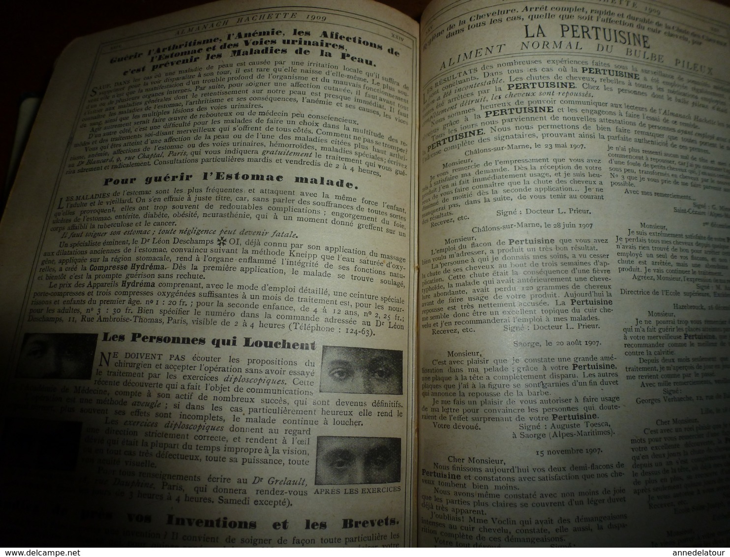 1909 En BRETAGNE 13 maris pour 1 femme, En ALSACE  2/3 de mari pour 1 femme;etc (éd. luxe) ALMANACH HACHETTE