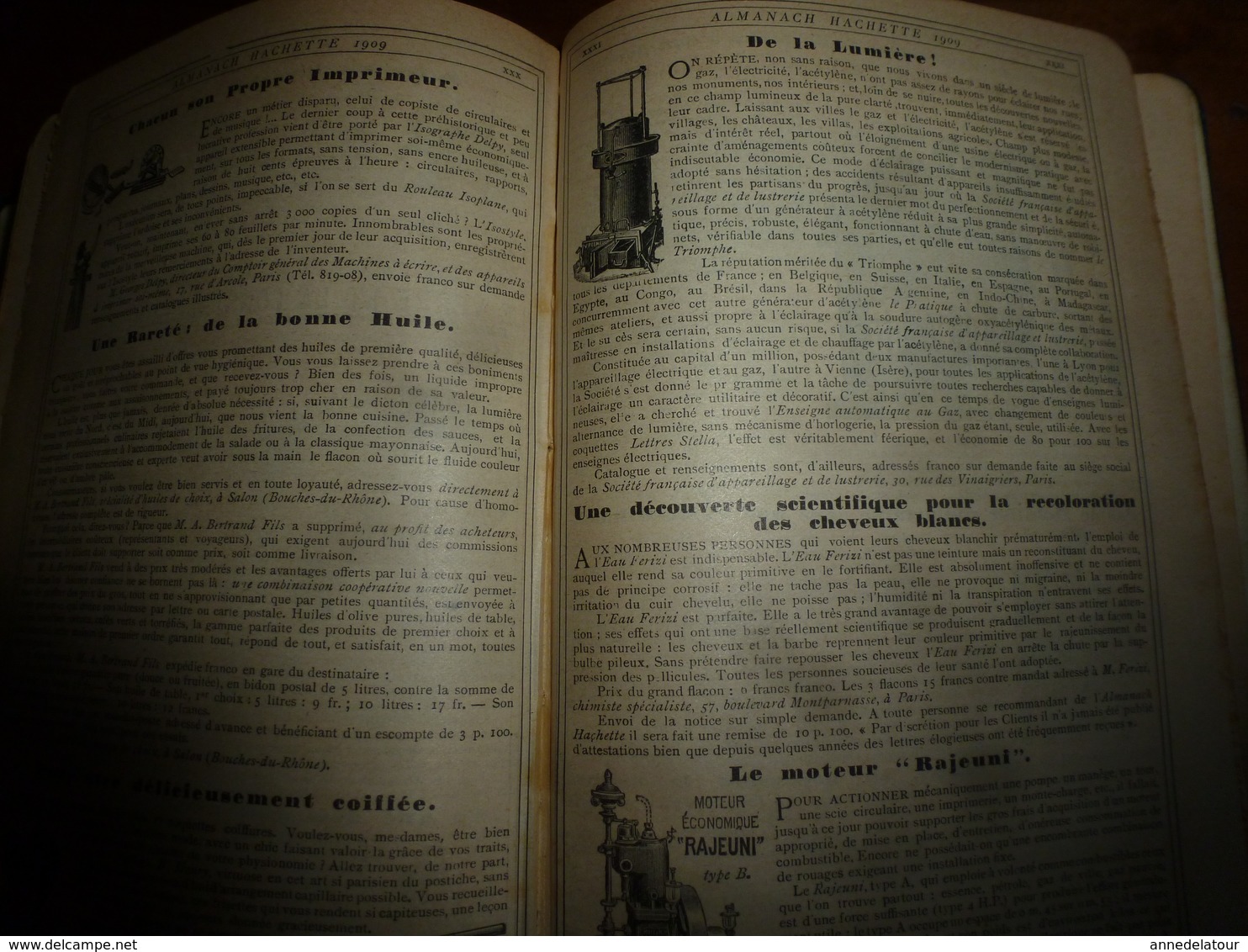 1909 En BRETAGNE 13 maris pour 1 femme, En ALSACE  2/3 de mari pour 1 femme;etc (éd. luxe) ALMANACH HACHETTE