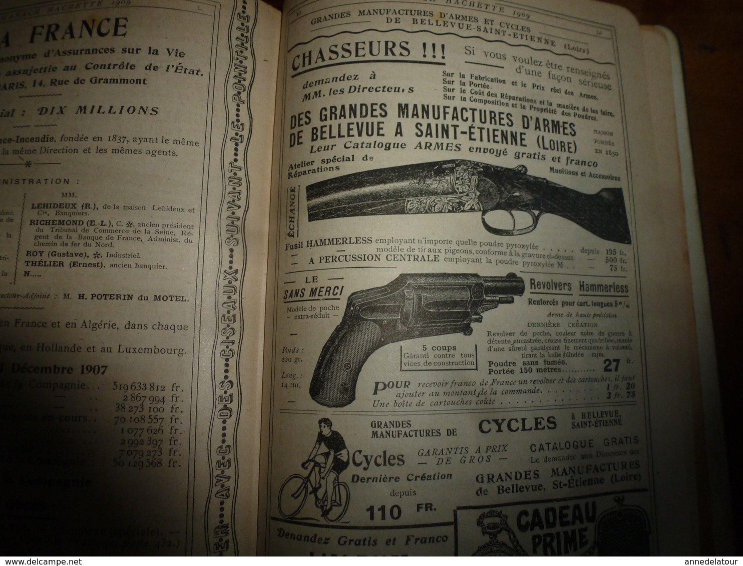 1909 En BRETAGNE 13 maris pour 1 femme, En ALSACE  2/3 de mari pour 1 femme;etc (éd. luxe) ALMANACH HACHETTE