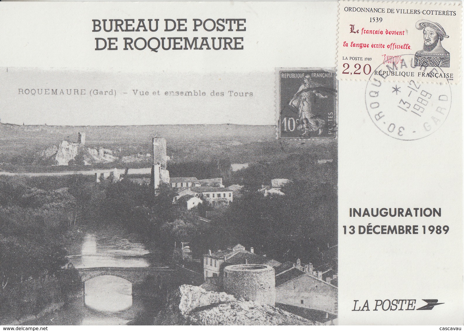 Carte   FRANCE   Inauguration  Bureau  De   Poste   De   ROQUEMAURE   (30)    1989 - Poste