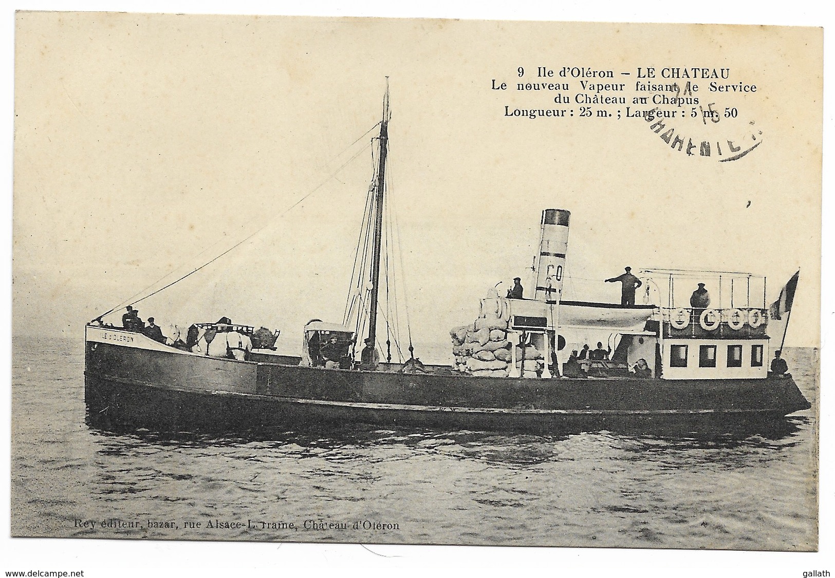 17-ILE D'OLERON-LE CHATEAU-Le Nouveau Vapeur "ILE D'OLERON" Faisant Le Service Le Château Au Chapus... 1915  Animé - Ile D'Oléron