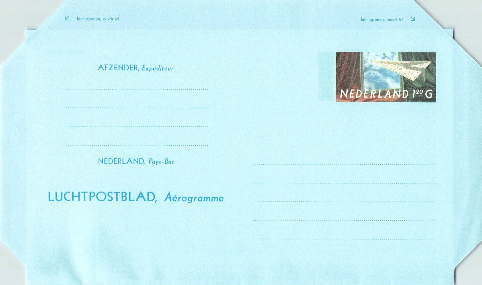 NETHERLANDS - AEROGRAMME 1,20G 1993 -NOT USED- Mi #LF33 - Postal Stationery