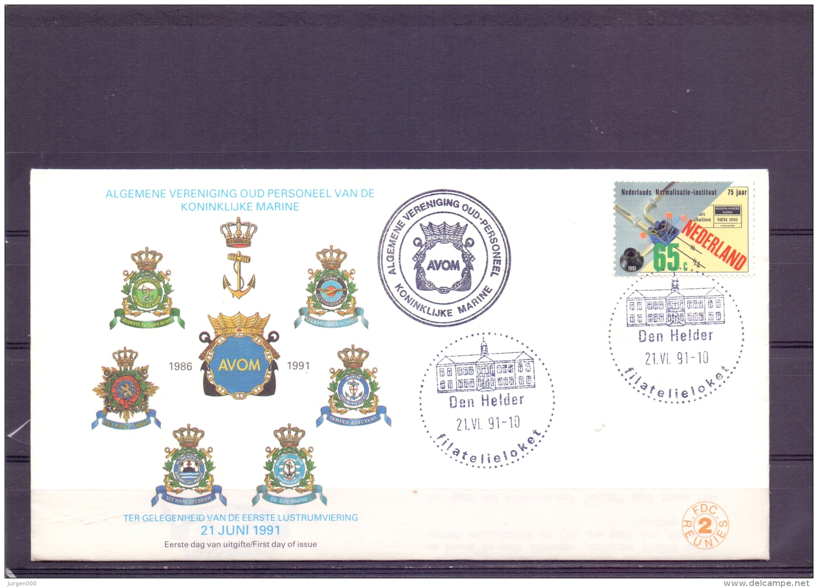 Nederland - Alg. Vereniging Oud Personeel Koninklijke Marine - 1e Lustrum - Den Helder 21/6/91 (RM13369) - Schiffe