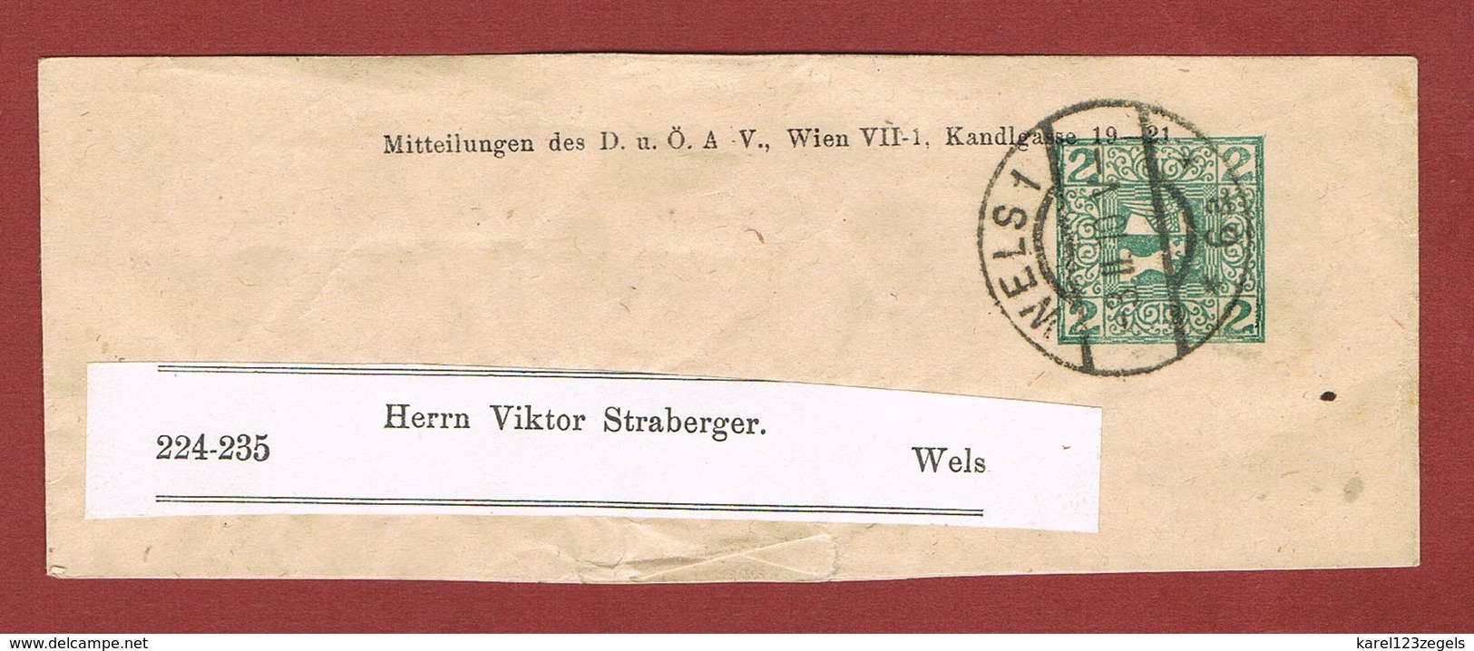 Alpenverein D O A V Ganzsache Streifband   1910;  2 Heller Merkur - Andere & Zonder Classificatie