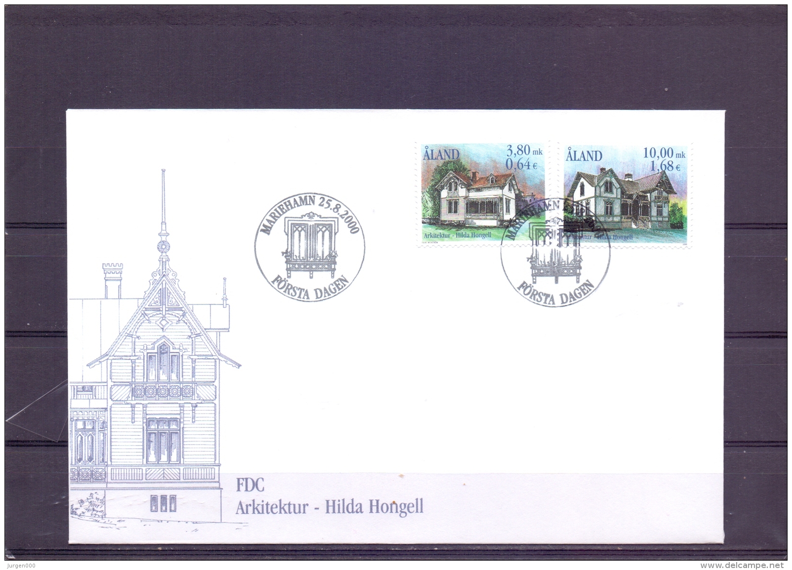 Arkitektur - Hilda Hongell -  FDC - Michel 179-180 - Mariehamn 25/8/2000  (RM13440) - Aland