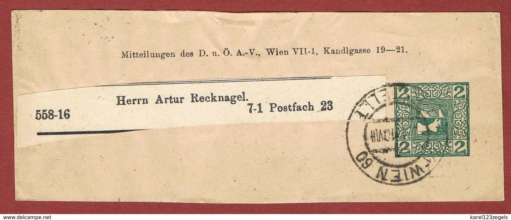 Alpenverein D O A V Ganzsache Streifband   1910;  2 Heller Merkur - Other & Unclassified