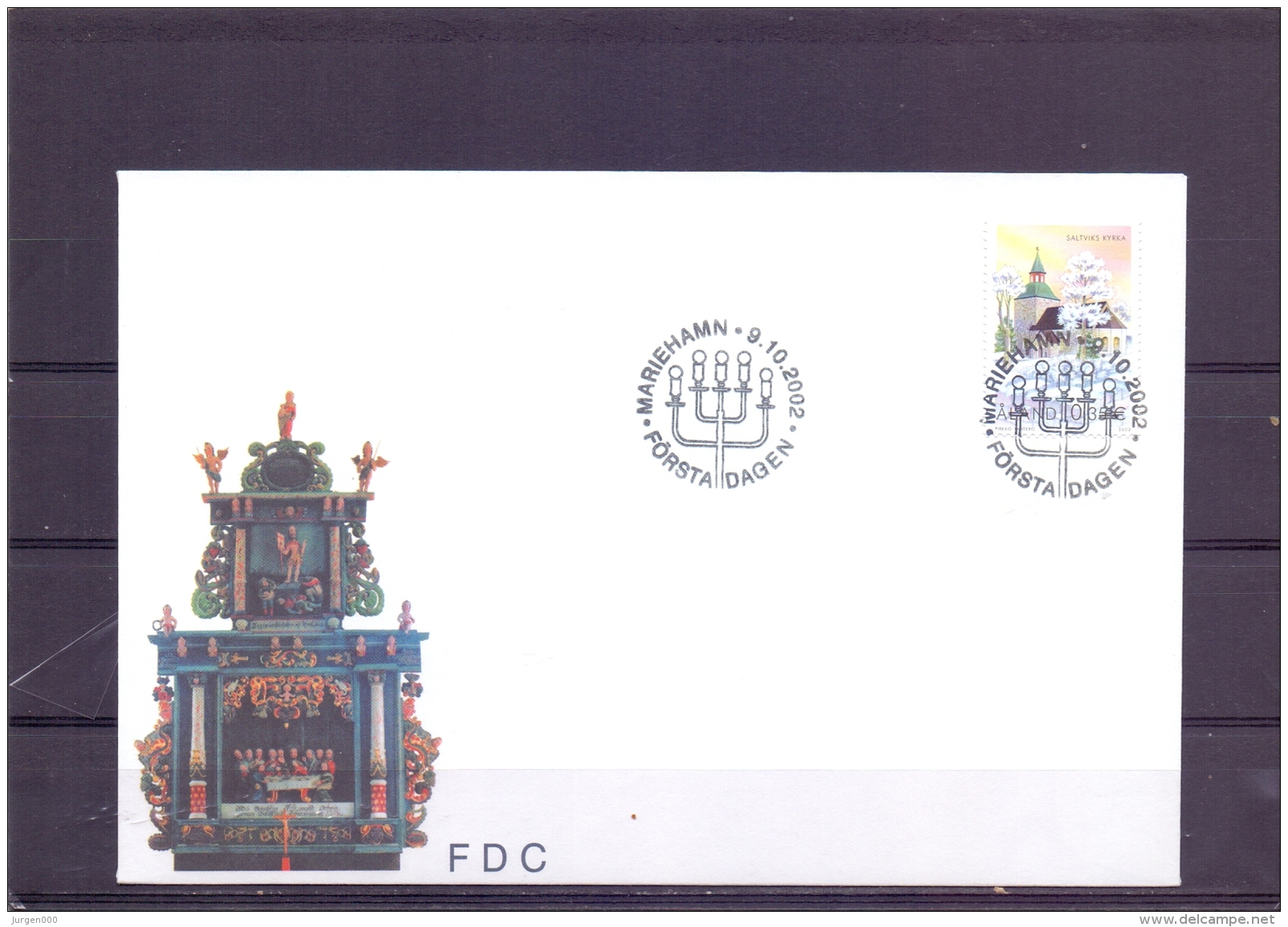 Saltviks Kyrka  - FDC - Michel 212 - Mariehamn  9/10/2002   (RM13453) - Aland