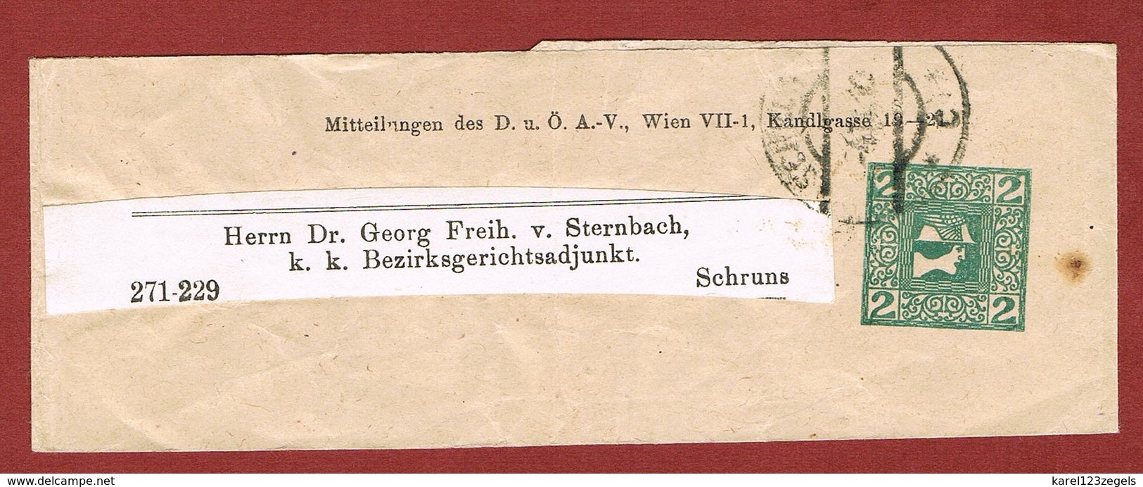 Alpenverein D O A V Ganzsache Streifband   1910;  2 Heller Merkur - Otros & Sin Clasificación