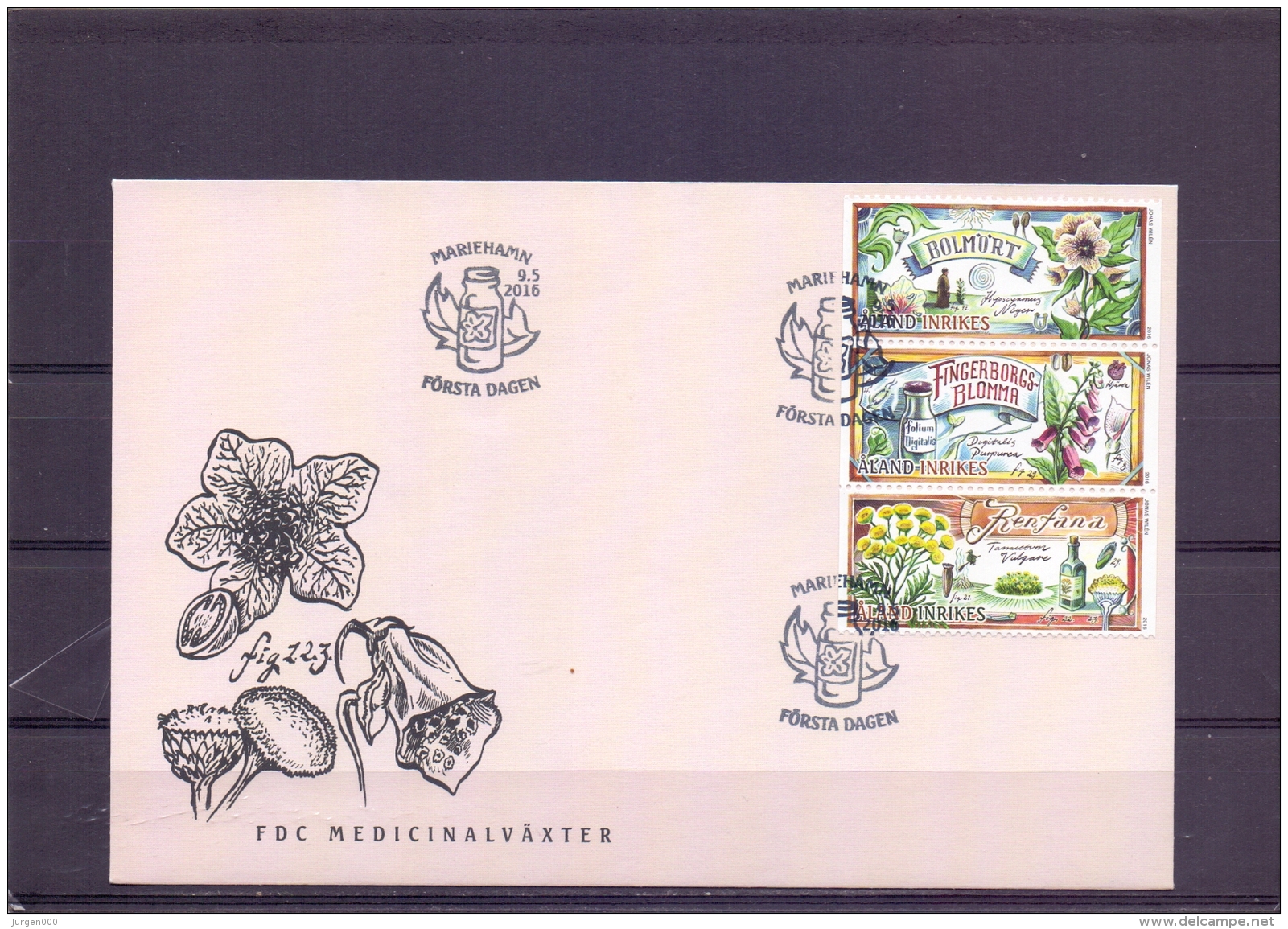 Medicinalväxter - FDC - Michel 422-24 - Mariehamn 9/5/2016  (RM13551) - Aland