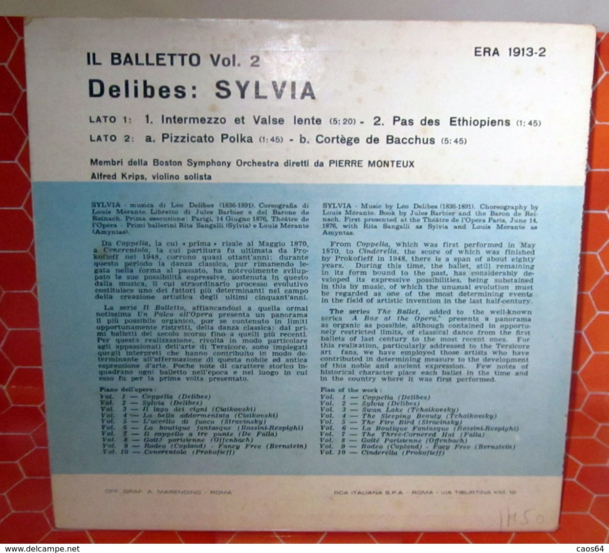 DELIBES SYLVIA 45 GIRI EP 7" - Klassiekers